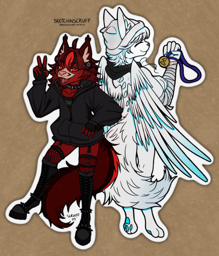 Mine and MrTisk's Roblox avatars!